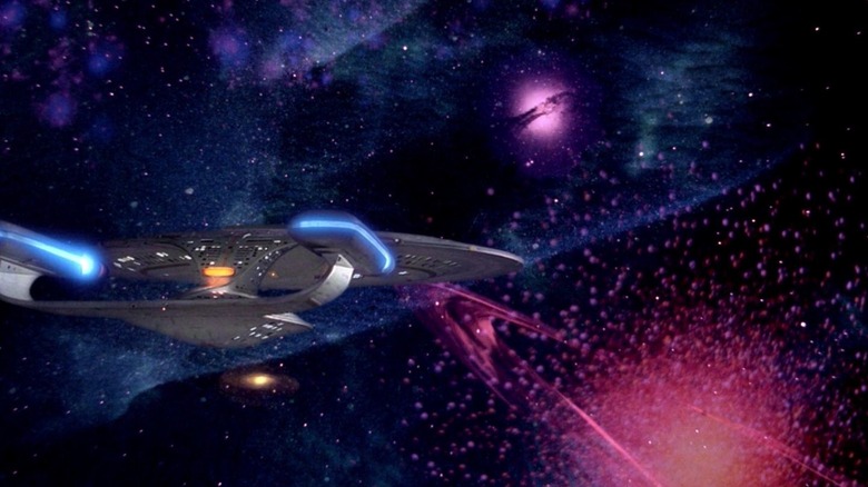 The Enterprise-D in an uncharted part of the universe in Star Trek: The Next Generation
