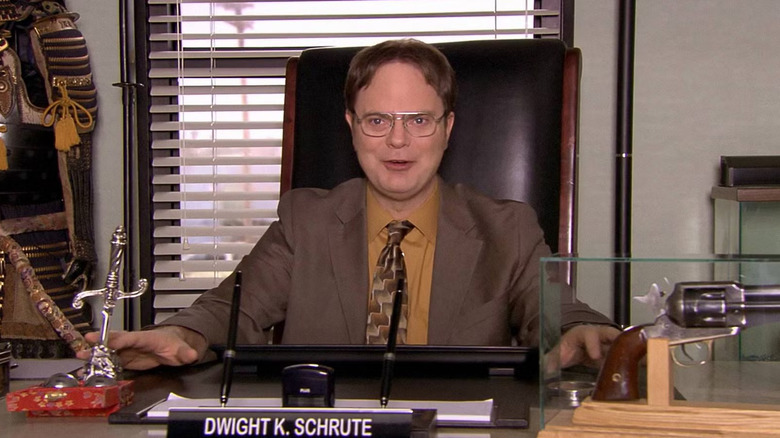 The Office: Dwight sitting at his manager's desk