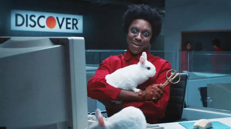 Ego Nwodim in a Discover commercial parody of Us on Saturday Night Live