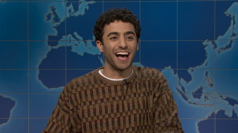 Emil Wakim at the Weekend Update desk on Saturday Night Live