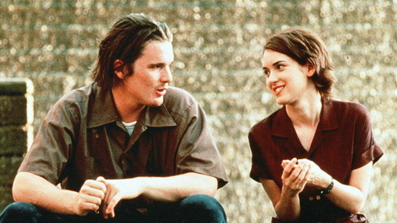 Ethan Hawke as Troy Dyer and Winona Ryder as Lelaina Pierce share a moment in Reality Bites