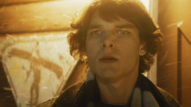 Mason Thames as Finney Blake is seen in closeup in Black Phone 2