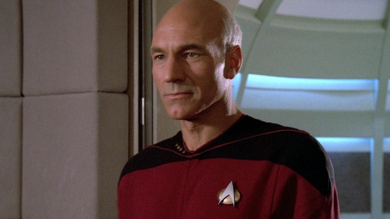 Captain Picard walking onto the bridge of the Enterprise on Star Trek: The Next Generation