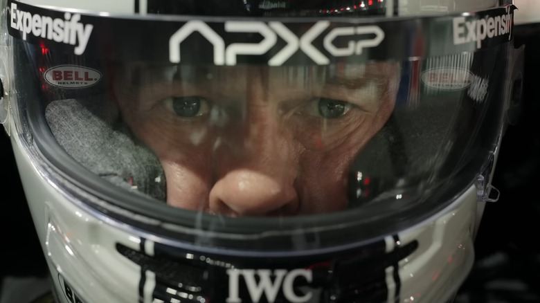 A close-up of Sonny Hayes in F1: The Movie
