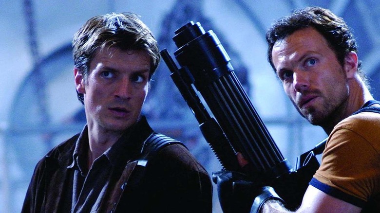 Nathan Fillion and Adam Baldwin in Firefly