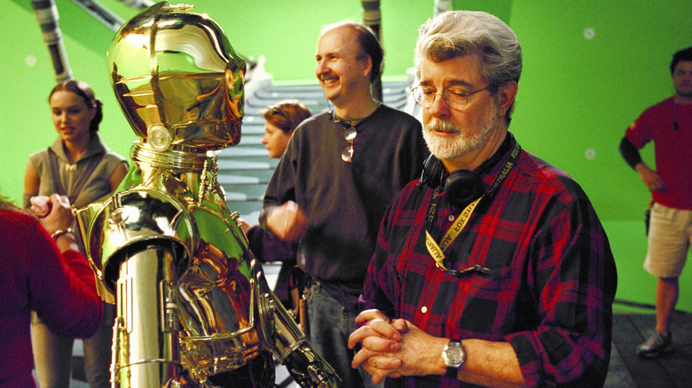 George Lucas filming a scene for Revenge of the Sith