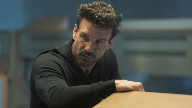 Frank Grillo as Rick Flag Sr. wearing a black shirt in Peacemaker season 2