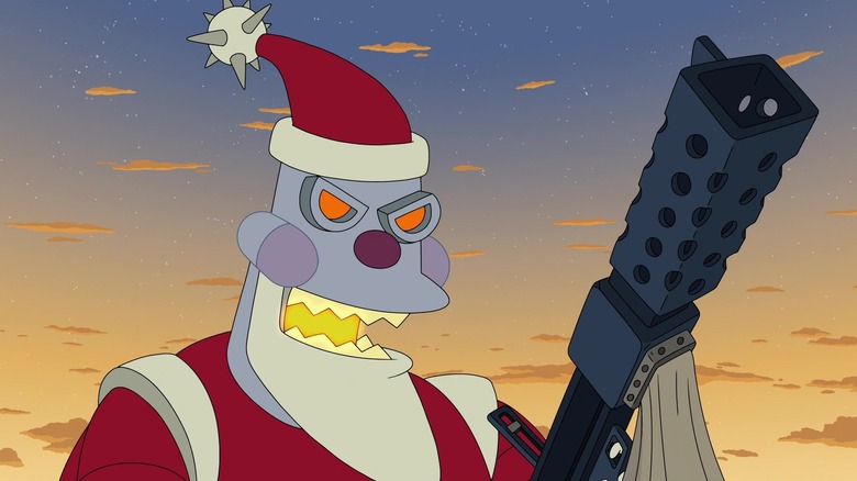 Robot Santa with a machine gun on Futurama