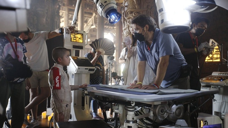Gareth Edwards on the set of The Creator