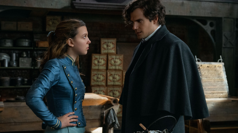 Millie Bobby Brown and Henry Cavill in Enola Holmes 2