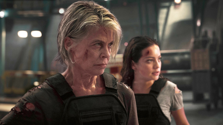 Linda Hamilton and Natalia Reyes in Terminator: Dark Fate