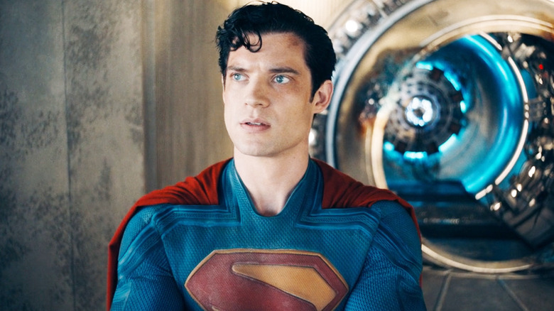 David Corenswet as Superman stands in front of a portal in Superman