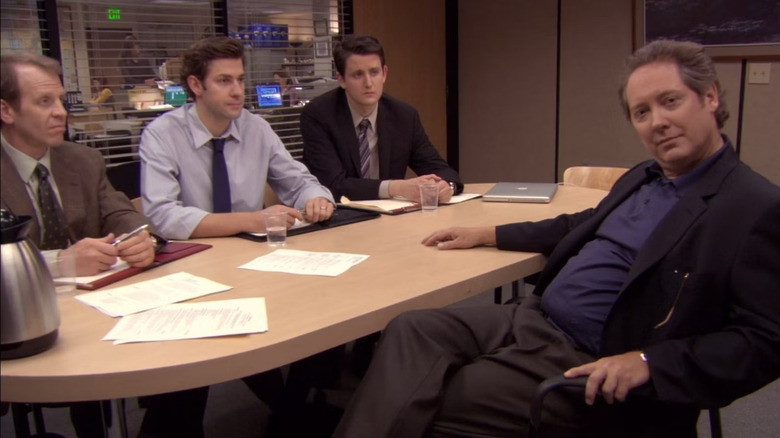 Paul Lieberstein John Krasinski Zach Woods James Spader looking at camera The Office