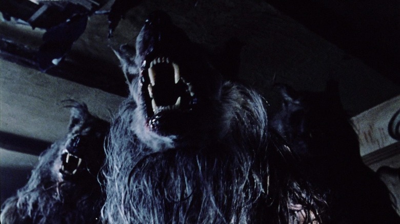 A wereworlf is seen in closeup in Dog Soldiers