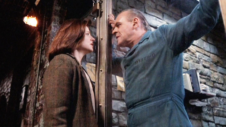 Jodie Foster's Clarice Starling talking to Anthony Hopkins' Hannibal Lecter in The Silence of the Lambs