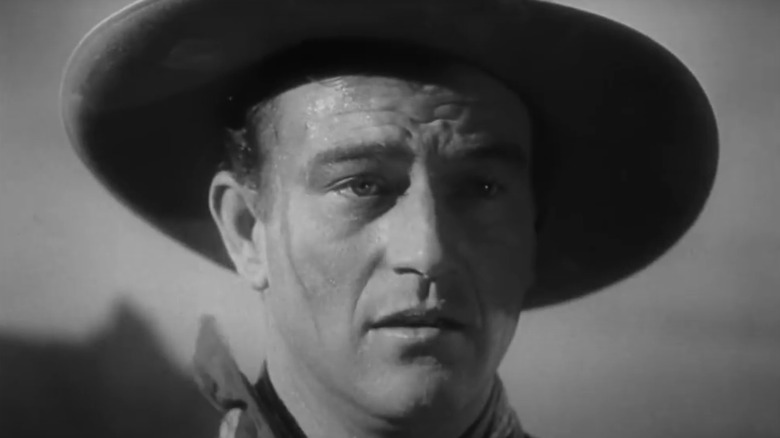 John Wayne as Henry, the Ringo Kid is seen in closeup in Stagecoach