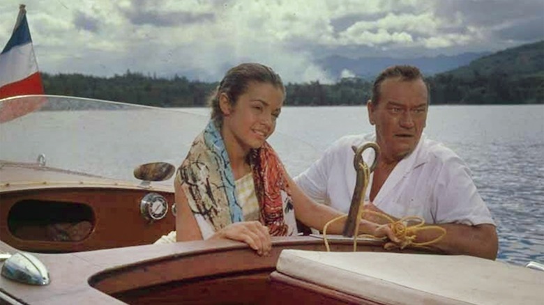 John Wayne, when Michael Patrick Donovan looks on the boat along with Elizabeth Allen in the role