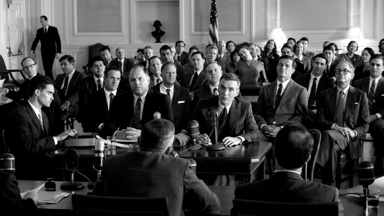 J. Robert Oppenheimer speaks before a court in Oppenheimer