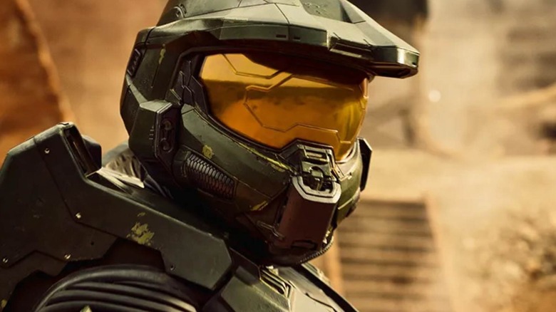Champion Chief in his helmet in Halo TV series