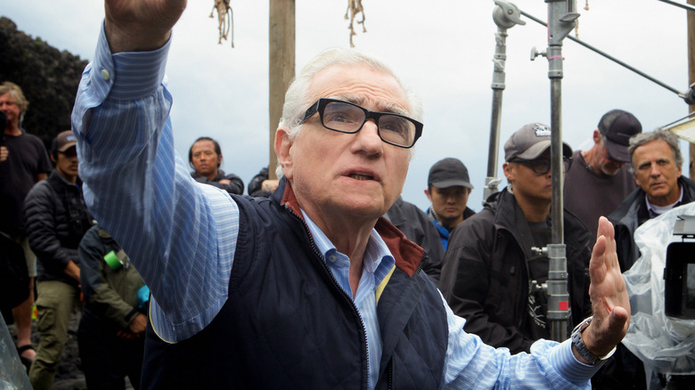 Martin Scorsese directing on the set of Silence