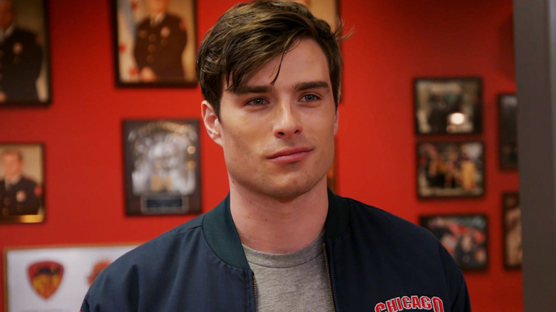 Michael Bradway's Jack Damon stands in the firehouse in Chicago Fire
