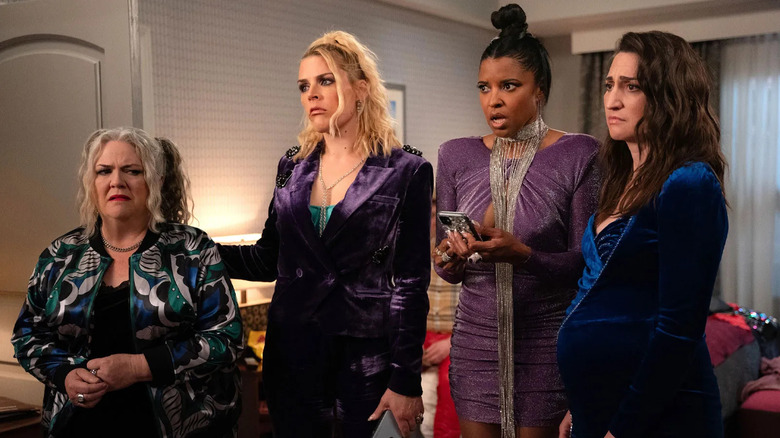 Gloria, Summer, Wickie, and Dawn looking disappointed in a hotel room on Girls5Eva