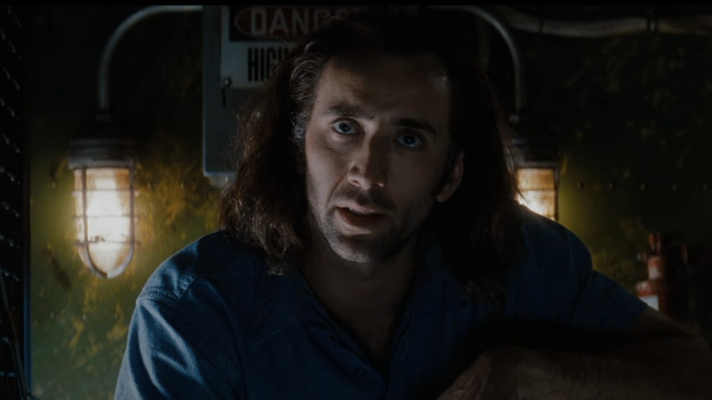 Nicolas Cage's Cameron Poe is seen in closeup in Con Air