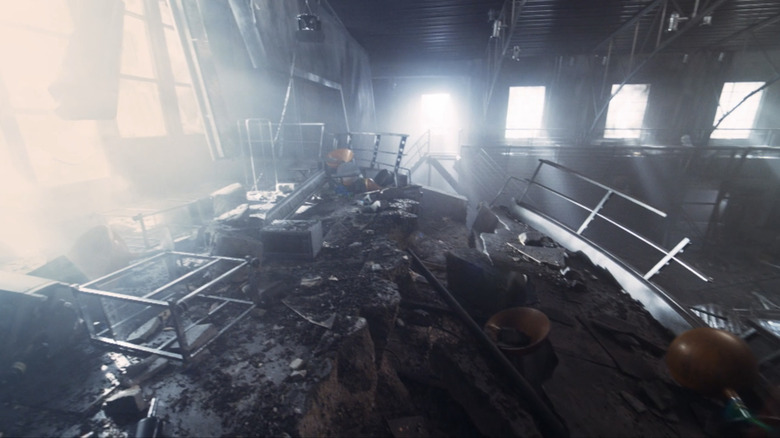 The rubble of the Jeffersonian Institute is seen in Bones