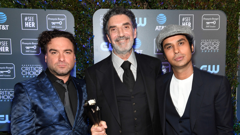 Johnny Galecki, Chuck Lorre, and Kunal Nayyar at the Critics Choice Awards