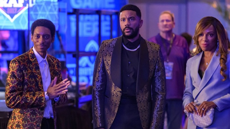 Tasha Mack (Wendy Raquel Robinson) and Malik Wright (Hosea Chanchez) look worried in The Game