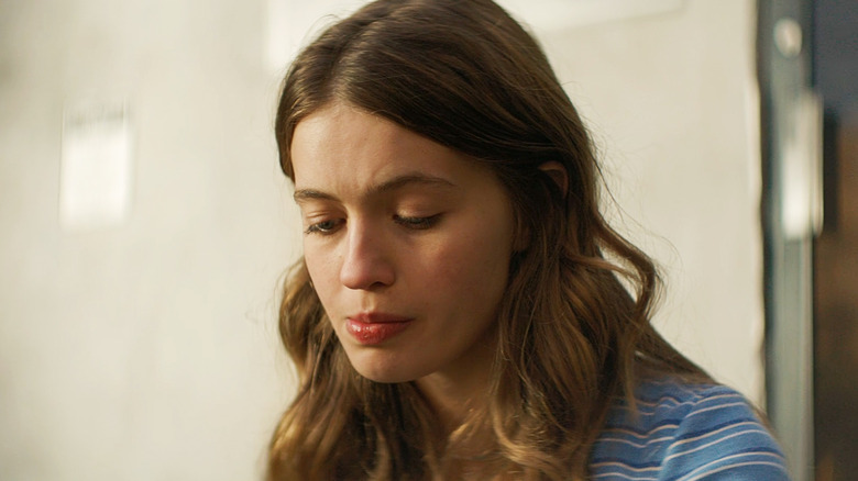 Olivia Welch's Heather Nill is seen crying in closeup in Panic