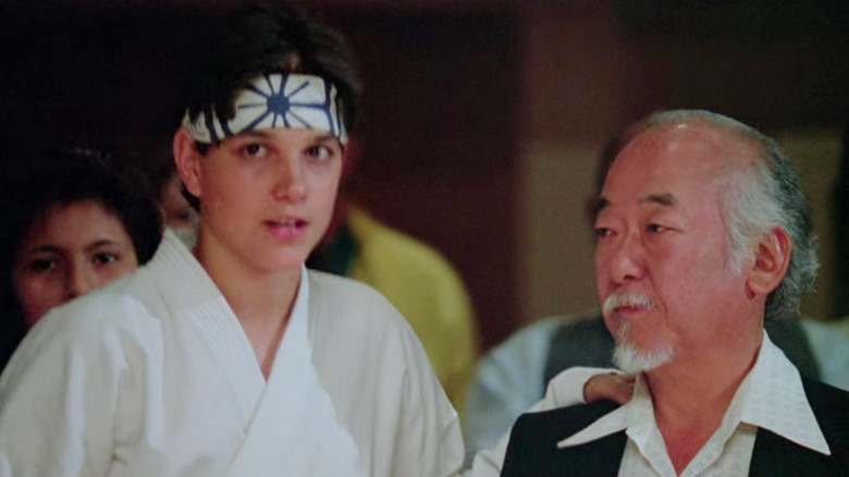Ralph Macchio and Pat Morita in The Karate Kid