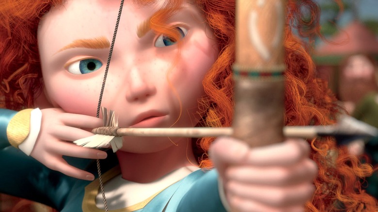 Princess Merida (Kelly Macdonald) pulling an arrow in Brave