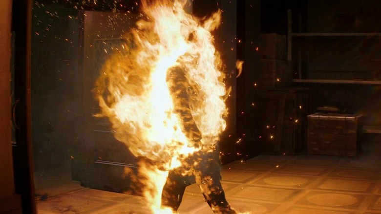 A burning zombie from "Resident Evil: Welcome To Raccoon City"