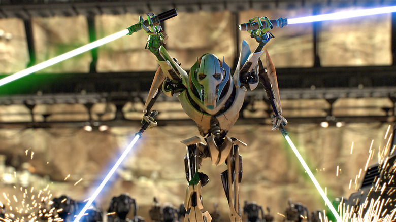 General Grievous swinging his four lightsabers in Star Wars: Revenge of the Sith