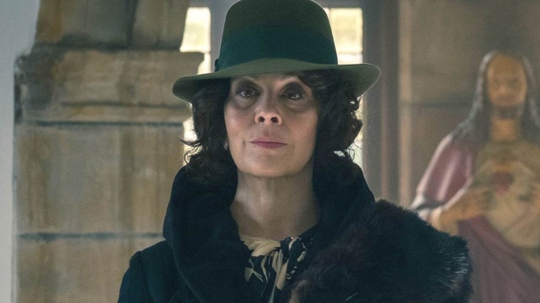 Helen Mcrory in a church on maximum blind