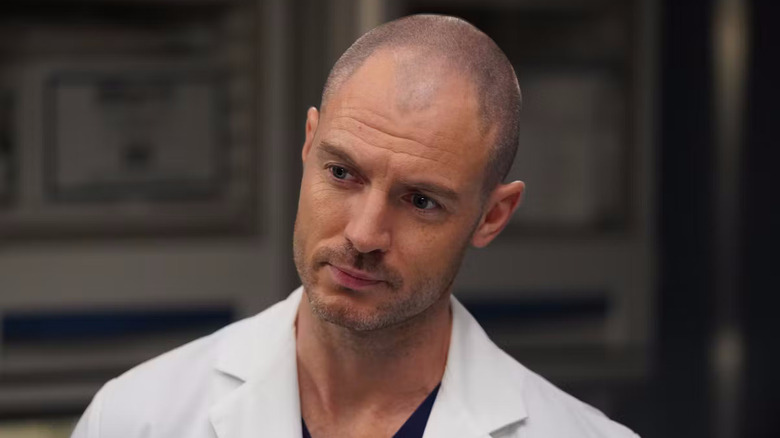 Cormac in his white coat looking pensive on Grey's Anatomy