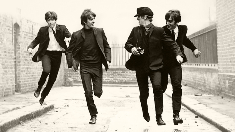 The Beatles running in A Hard Day's Night