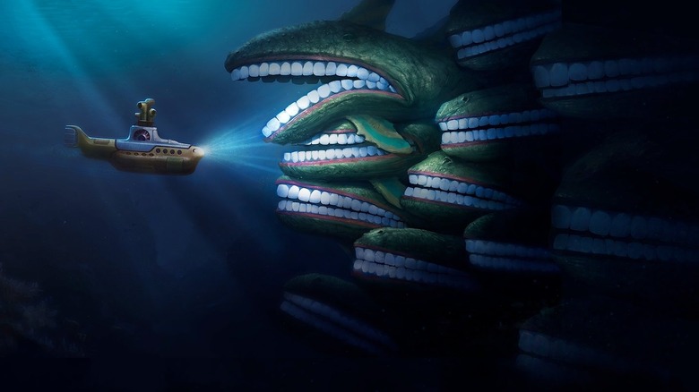 A submarine encounters giant fish with teeth in the unmade Yellow Submarine remake