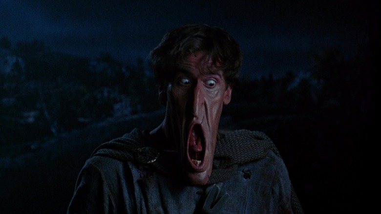 Ash with his face all stretched out in Army of Darkness