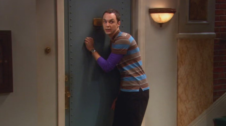 Sheldon strikes Penny's door on Big Bang theory