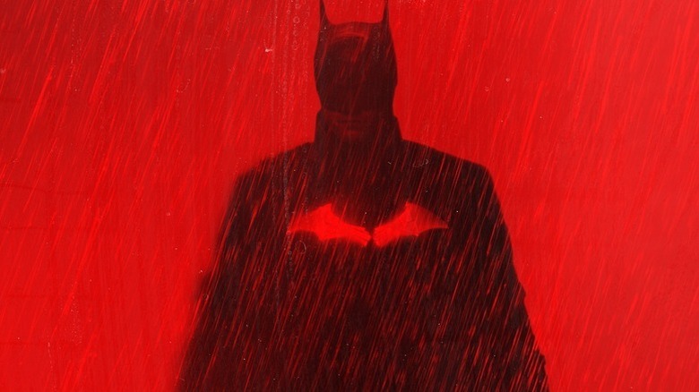 The Batman (2022) poster showing Batman drenched in red light