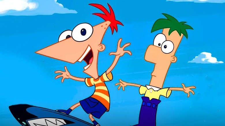 Phineas e Ferb desfrutando de suas férias de verão