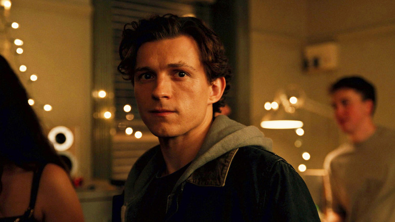 Tom Holland as Peter Parker at a party in Spider-Man: No Way Home