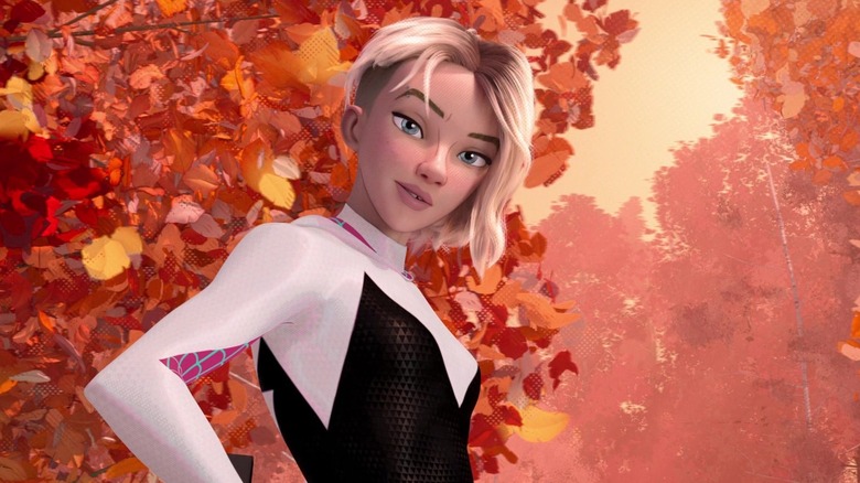 Gwen in an autumnal glade in Spider-Man: Into the Spider-Verse