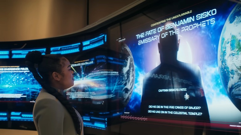 Kerrice Brooks as SAM staring at a computer screen in Star Trek: Starfleet Academy