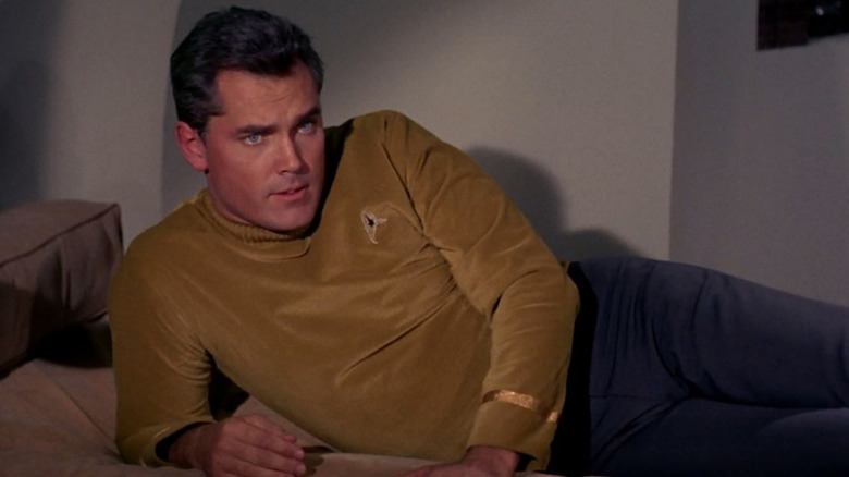 Captain Pike lounging on Star Trek