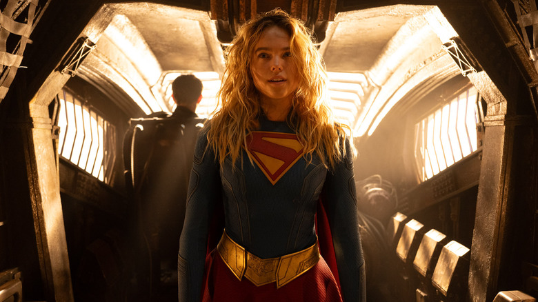 Milly Alcock is suited up as Kara Zor-El in Supergirl