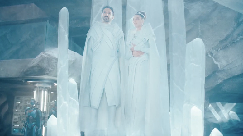 Superman (2025) -- message of Jor-El (Bradley Cooper) and Lara Lor-Van (Angela Sarafyan) in the Fortress of Solitude