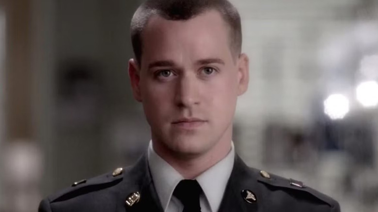 George in a dream sequence wearing a military uniform in Grey's Anatomy